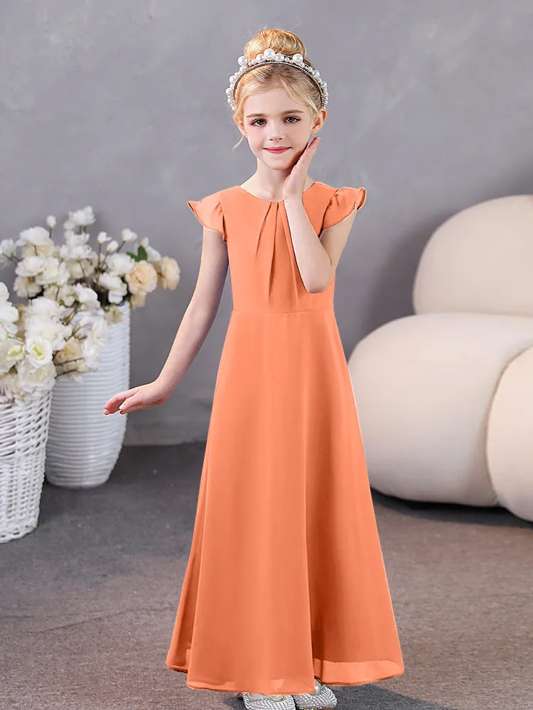 Cap Sleeves Chiffon Junior Bridesmaid Dresses