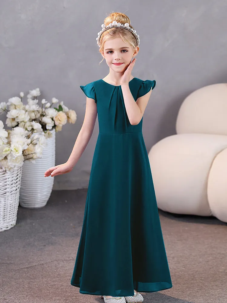 Cap Sleeves Chiffon Junior Bridesmaid Dresses