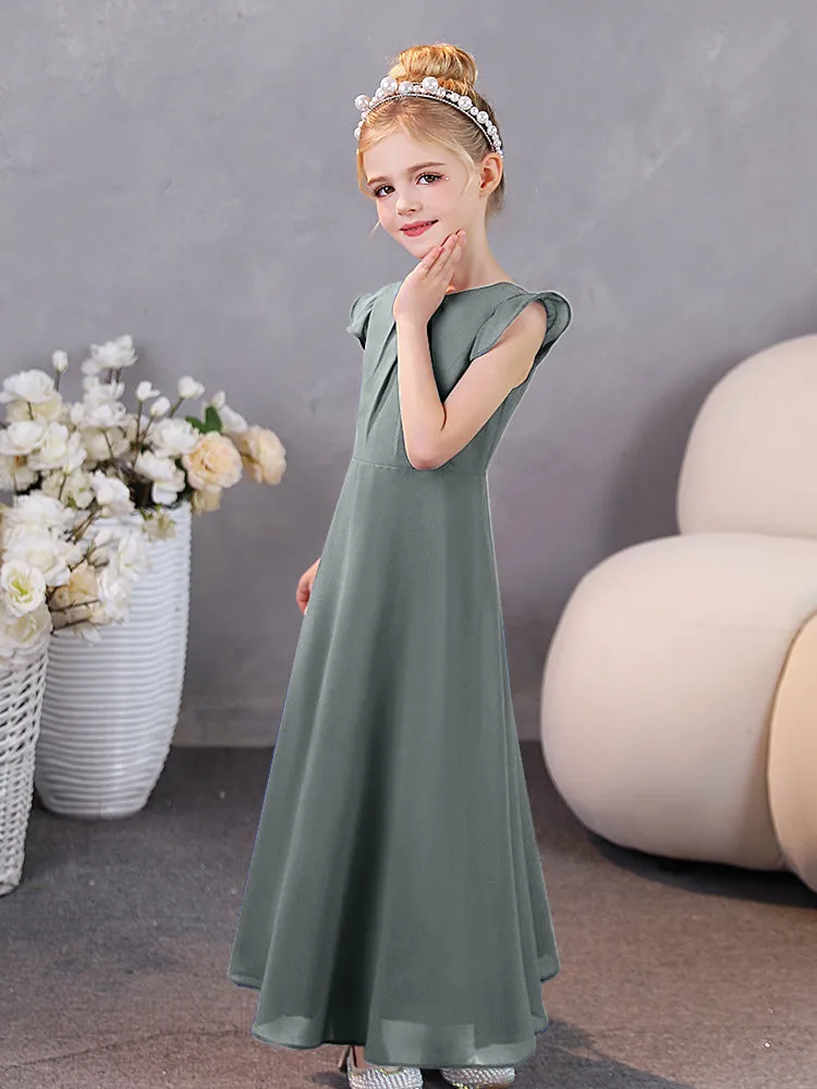 Cap Sleeves Chiffon Junior Bridesmaid Dresses