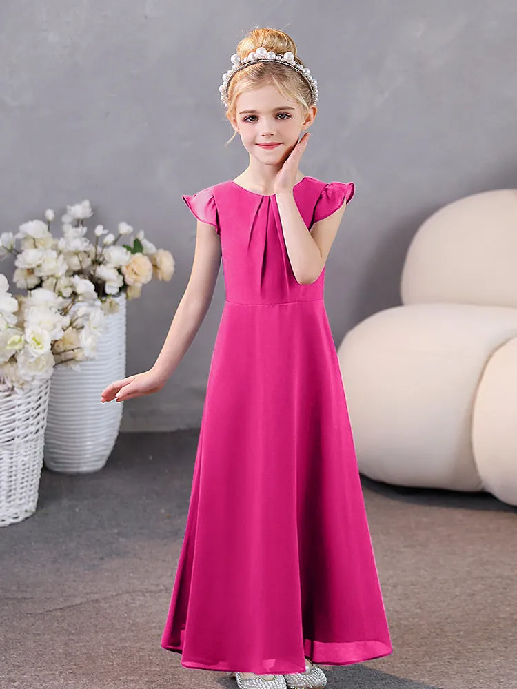 Cap Sleeves Chiffon Junior Bridesmaid Dresses