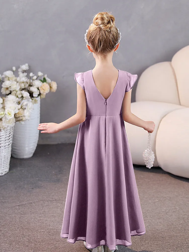 Cap Sleeves Chiffon Junior Bridesmaid Dresses