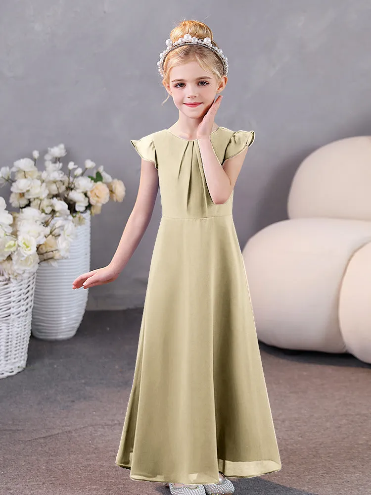 Cap Sleeves Chiffon Junior Bridesmaid Dresses