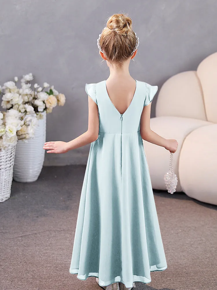 Cap Sleeves Chiffon Junior Bridesmaid Dresses