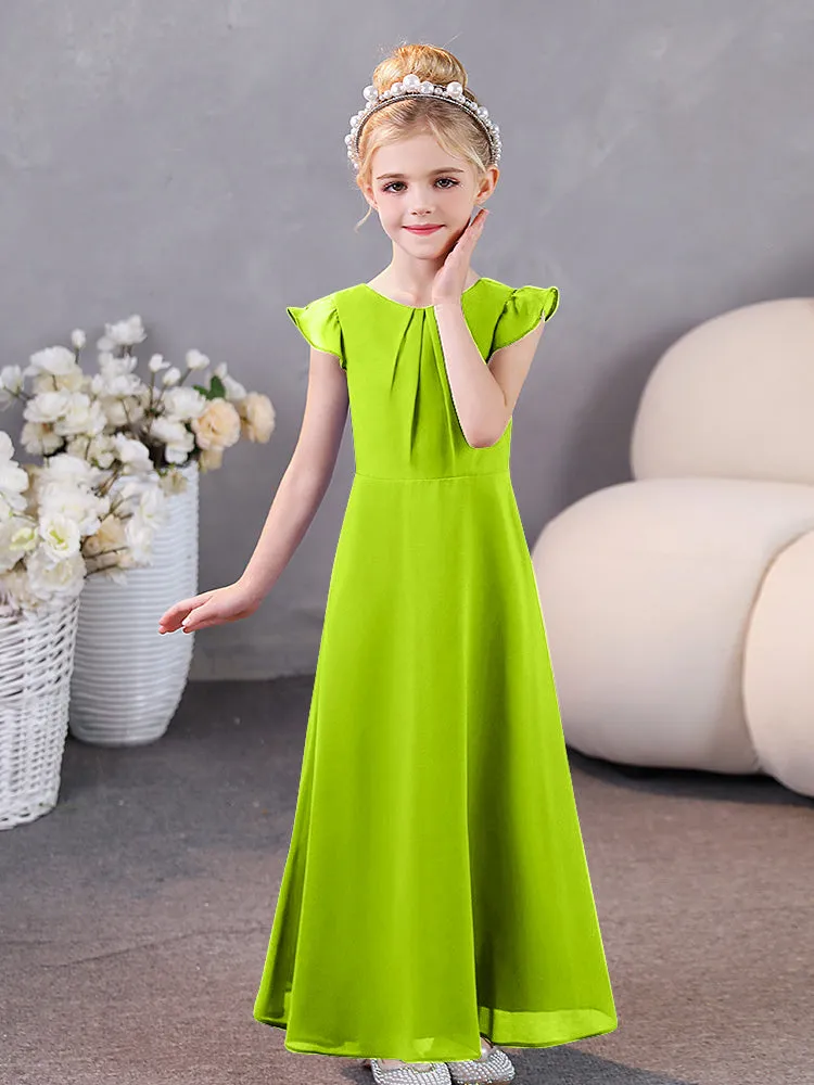 Cap Sleeves Chiffon Junior Bridesmaid Dresses