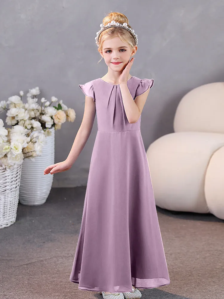 Cap Sleeves Chiffon Junior Bridesmaid Dresses