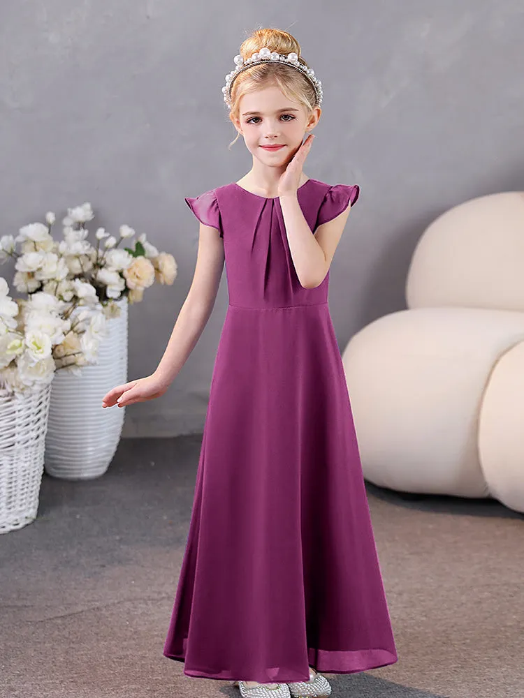 Cap Sleeves Chiffon Junior Bridesmaid Dresses