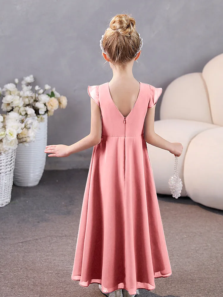 Cap Sleeves Chiffon Junior Bridesmaid Dresses