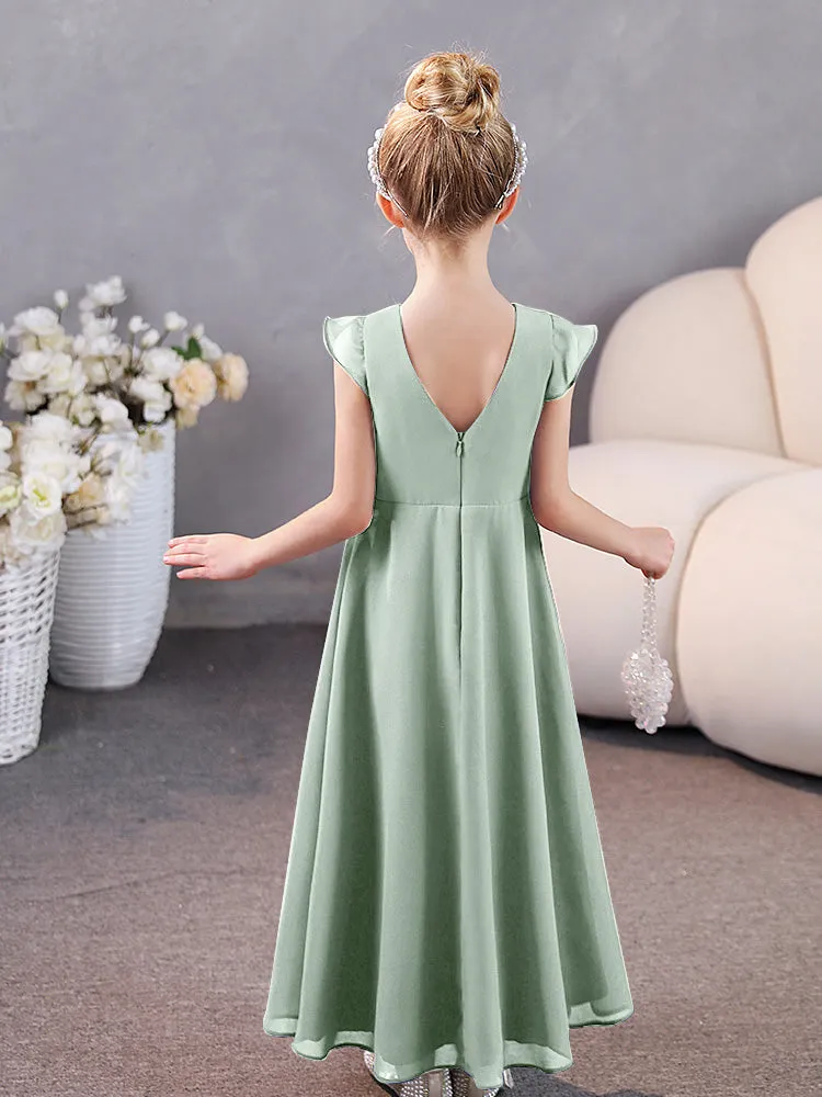 Cap Sleeves Chiffon Junior Bridesmaid Dresses