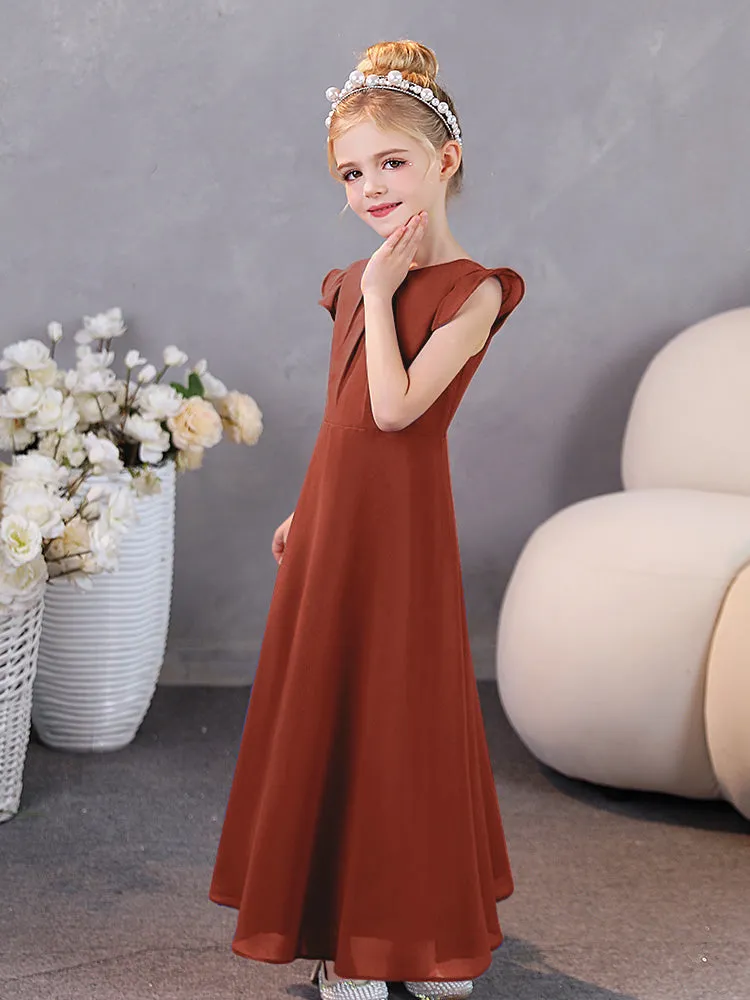 Cap Sleeves Chiffon Junior Bridesmaid Dresses