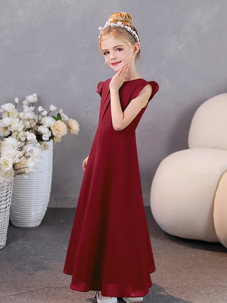 Cap Sleeves Chiffon Junior Bridesmaid Dresses