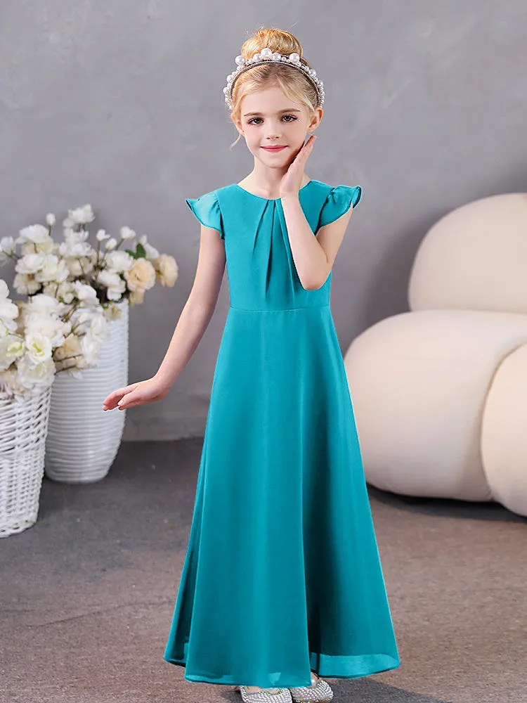 Cap Sleeves Chiffon Junior Bridesmaid Dresses