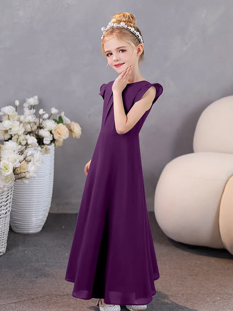 Cap Sleeves Chiffon Junior Bridesmaid Dresses