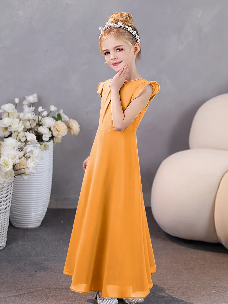 Cap Sleeves Chiffon Junior Bridesmaid Dresses