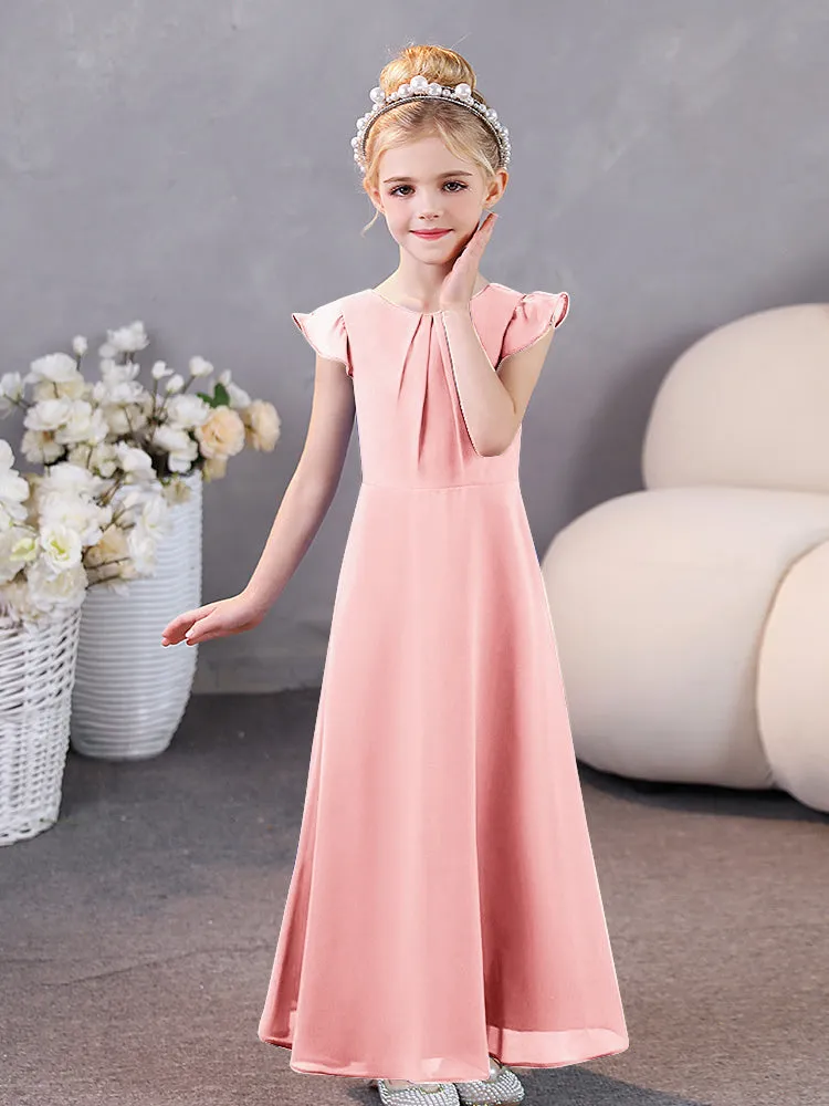 Cap Sleeves Chiffon Junior Bridesmaid Dresses