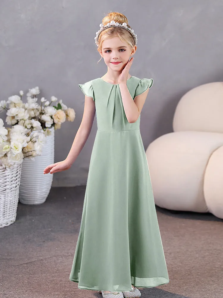 Cap Sleeves Chiffon Junior Bridesmaid Dresses