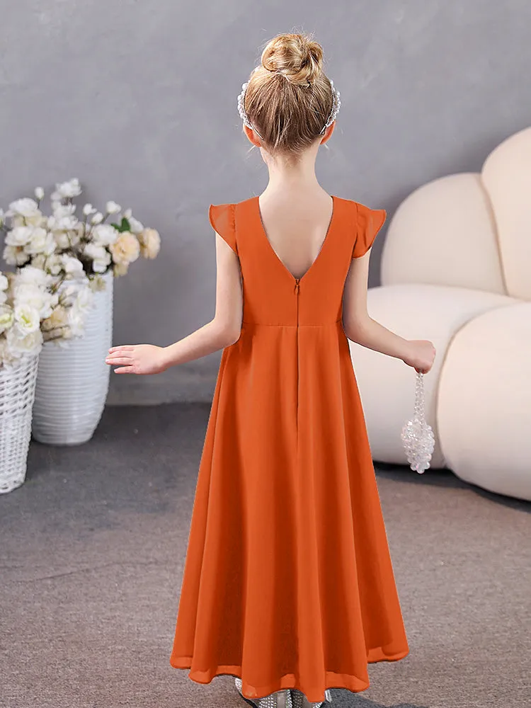 Cap Sleeves Chiffon Junior Bridesmaid Dresses