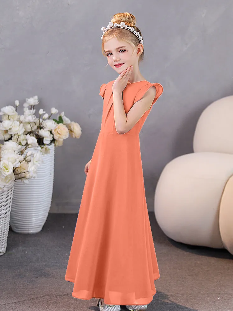 Cap Sleeves Chiffon Junior Bridesmaid Dresses