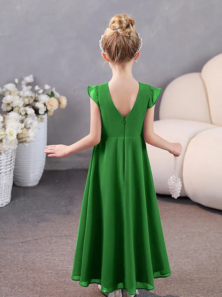 Cap Sleeves Chiffon Junior Bridesmaid Dresses