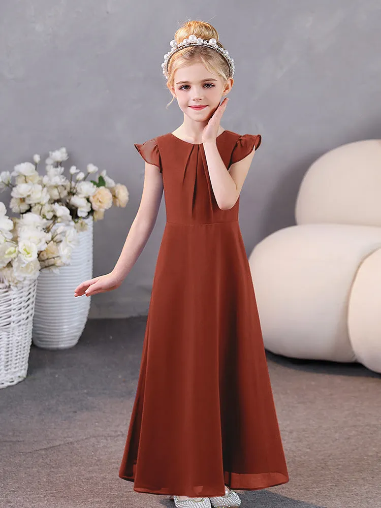 Cap Sleeves Chiffon Junior Bridesmaid Dresses