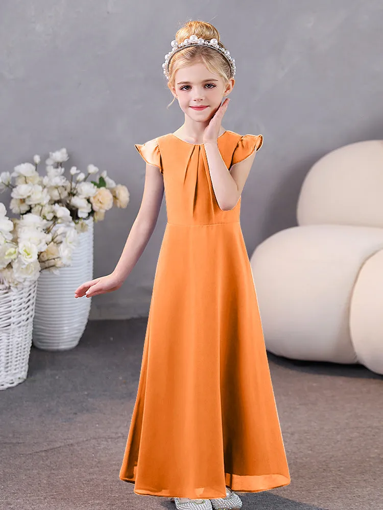 Cap Sleeves Chiffon Junior Bridesmaid Dresses