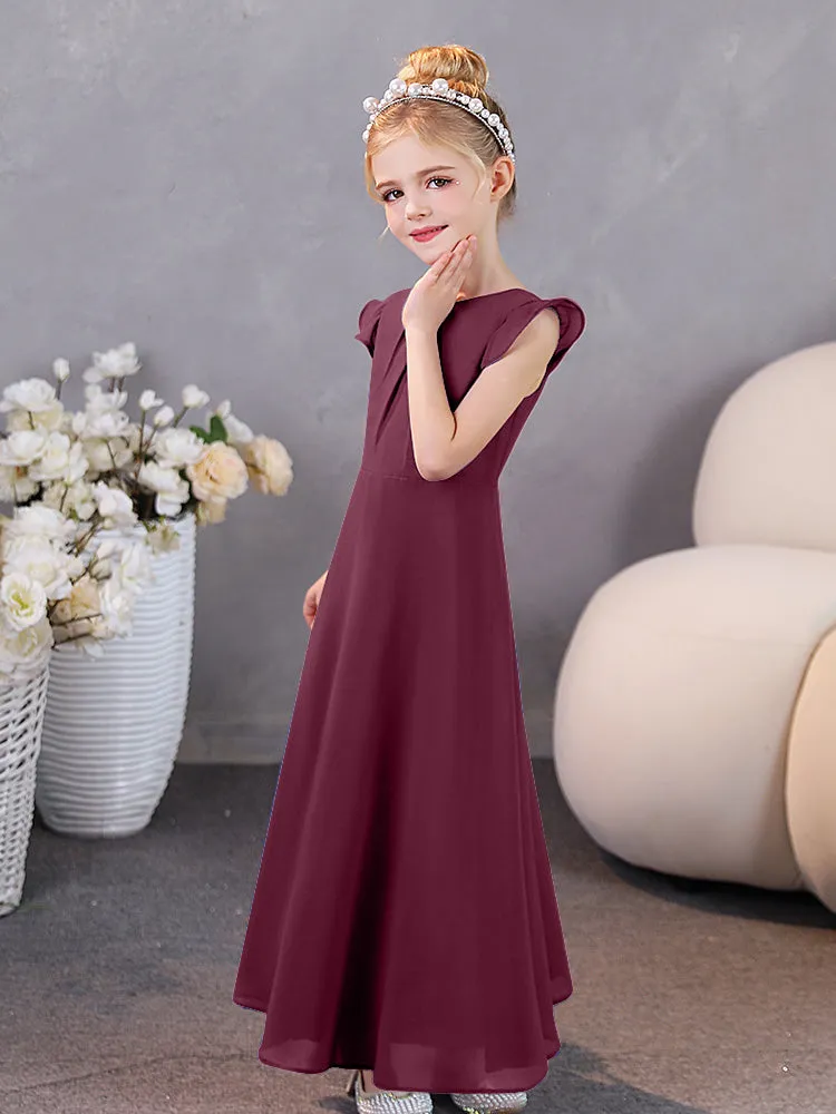 Cap Sleeves Chiffon Junior Bridesmaid Dresses