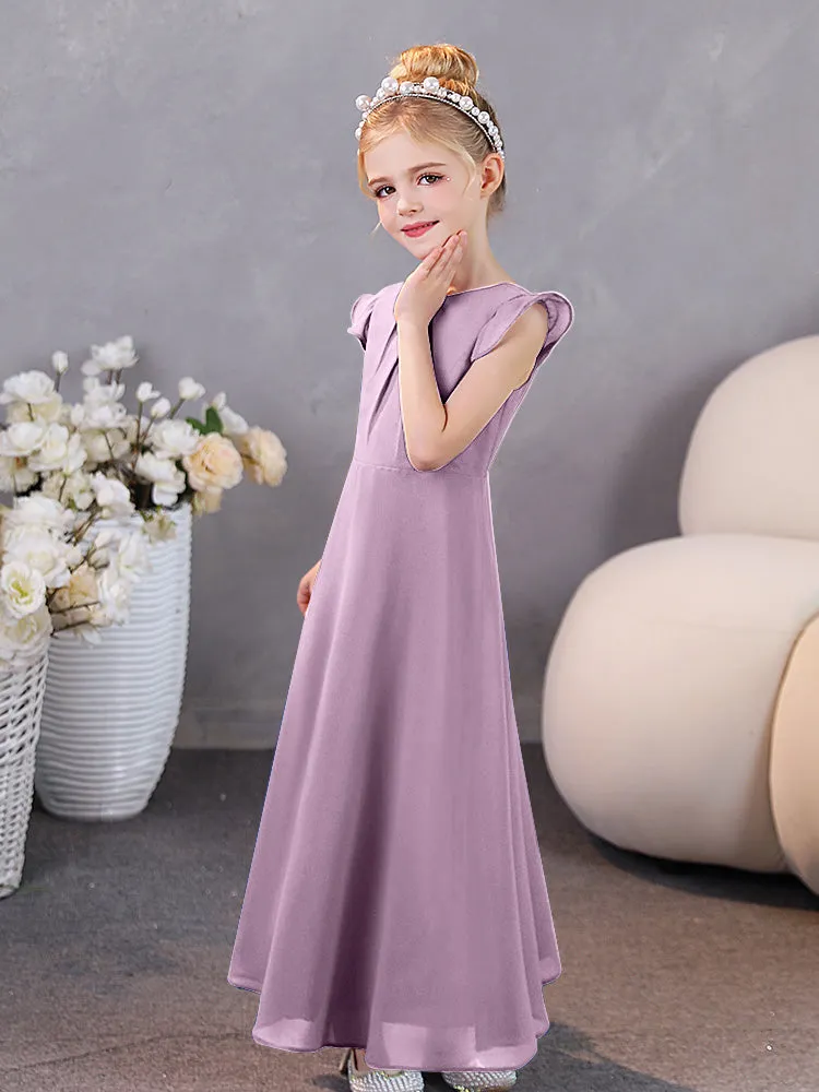 Cap Sleeves Chiffon Junior Bridesmaid Dresses