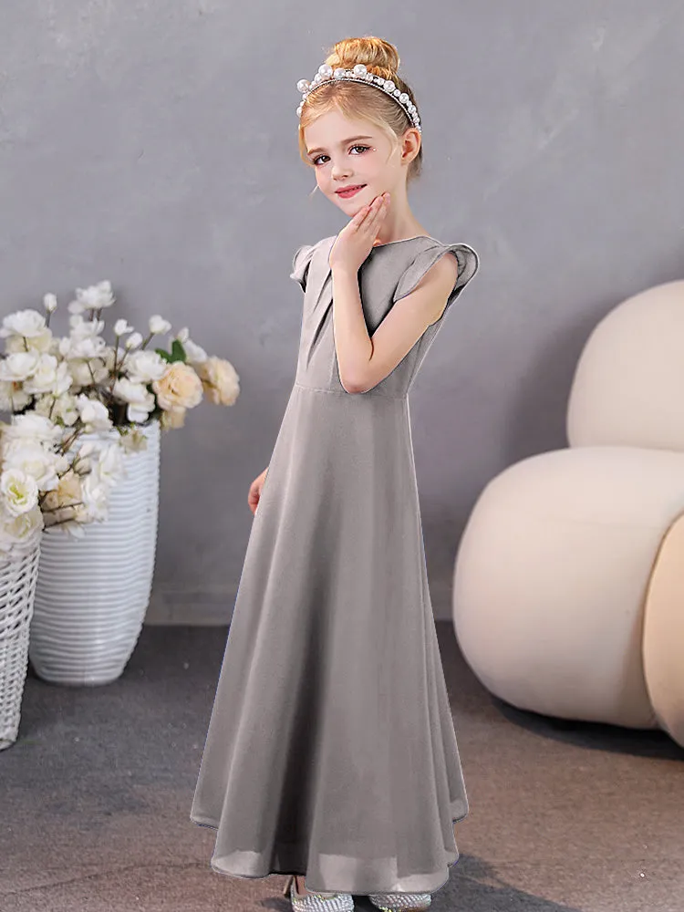 Cap Sleeves Chiffon Junior Bridesmaid Dresses