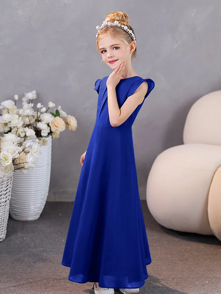 Cap Sleeves Chiffon Junior Bridesmaid Dresses