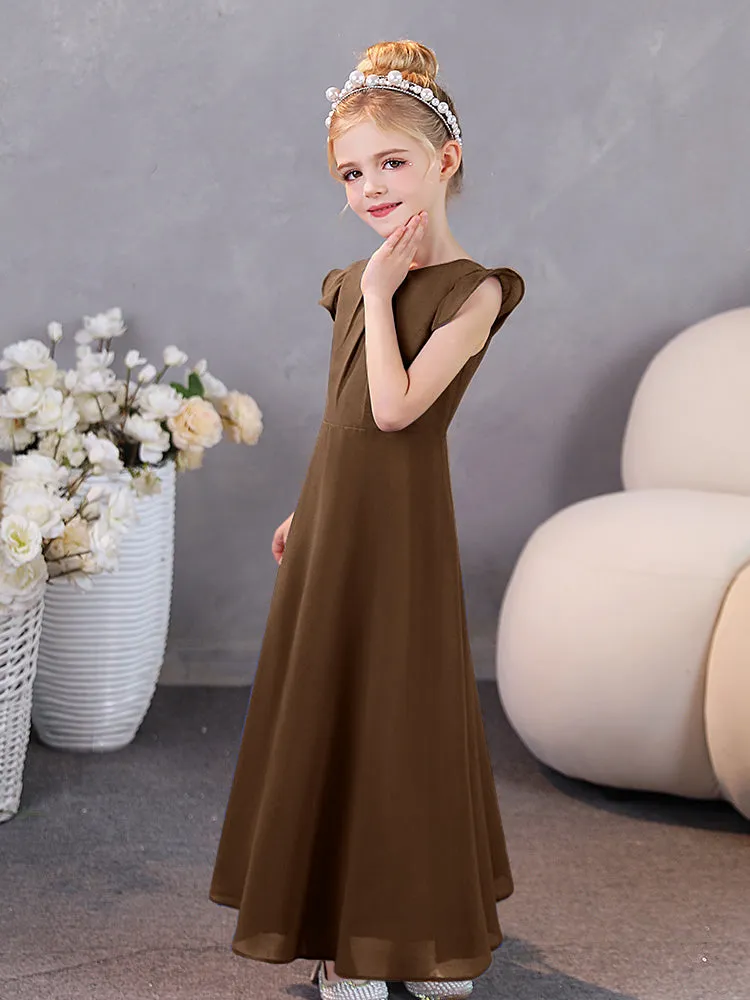 Cap Sleeves Chiffon Junior Bridesmaid Dresses