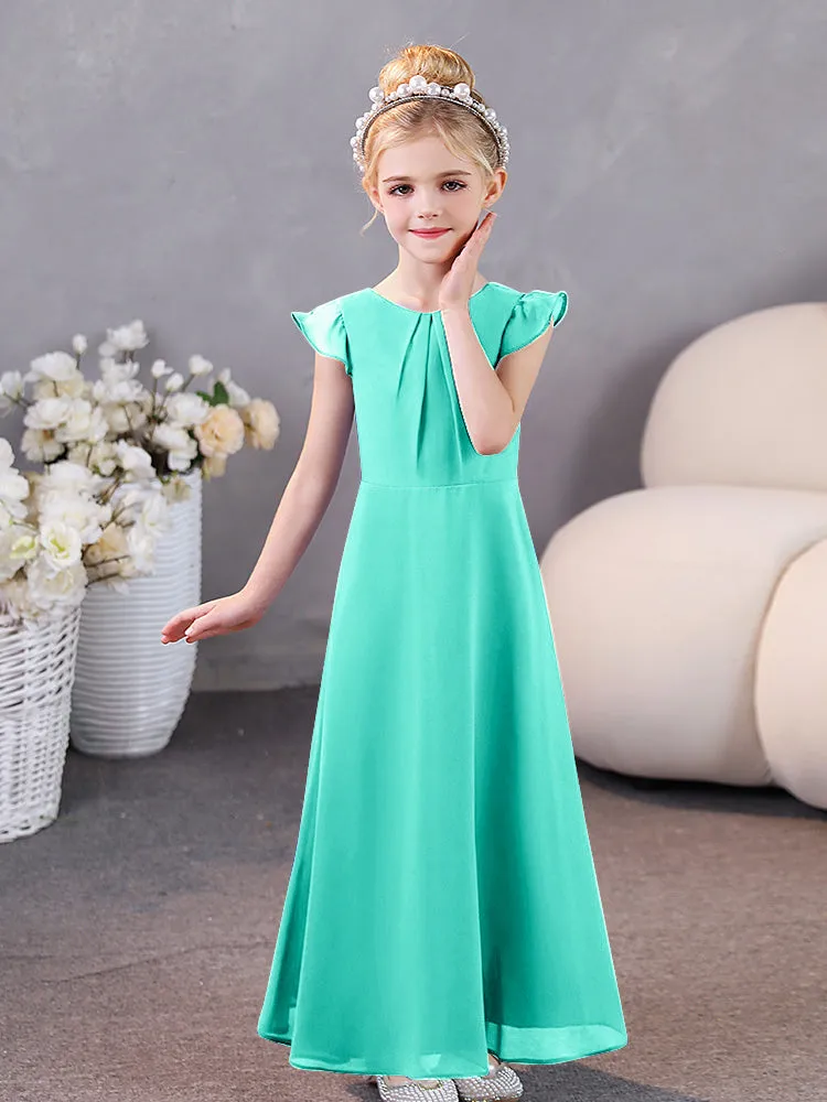 Cap Sleeves Chiffon Junior Bridesmaid Dresses