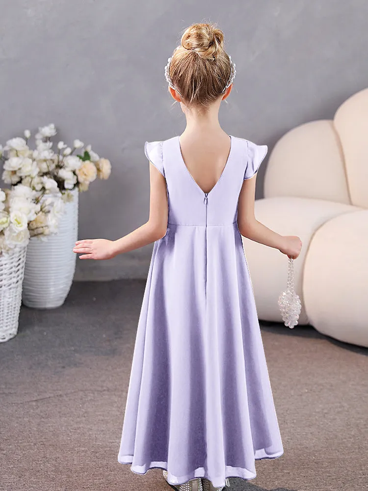 Cap Sleeves Chiffon Junior Bridesmaid Dresses