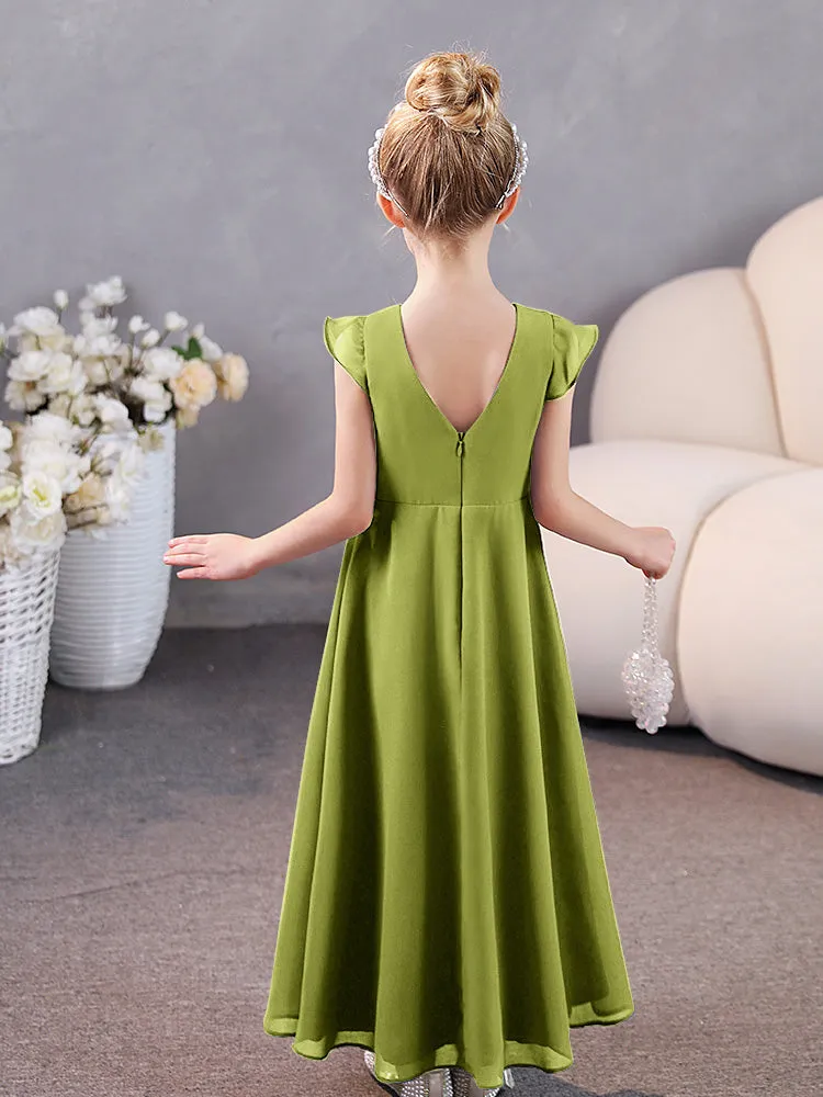 Cap Sleeves Chiffon Junior Bridesmaid Dresses