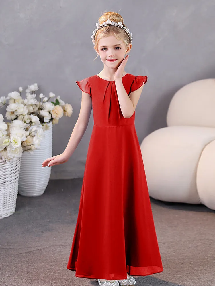 Cap Sleeves Chiffon Junior Bridesmaid Dresses