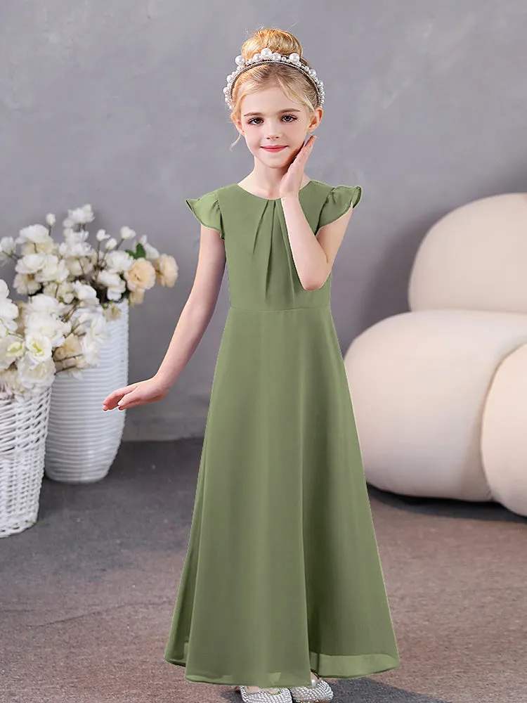 Cap Sleeves Chiffon Junior Bridesmaid Dresses