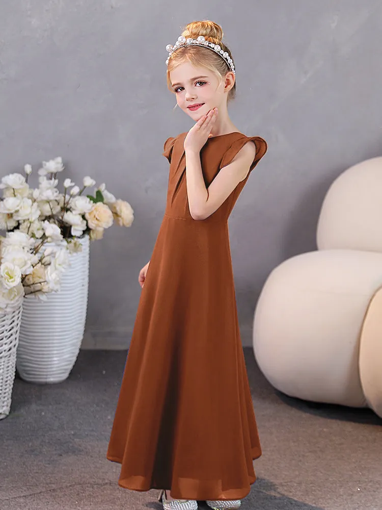 Cap Sleeves Chiffon Junior Bridesmaid Dresses