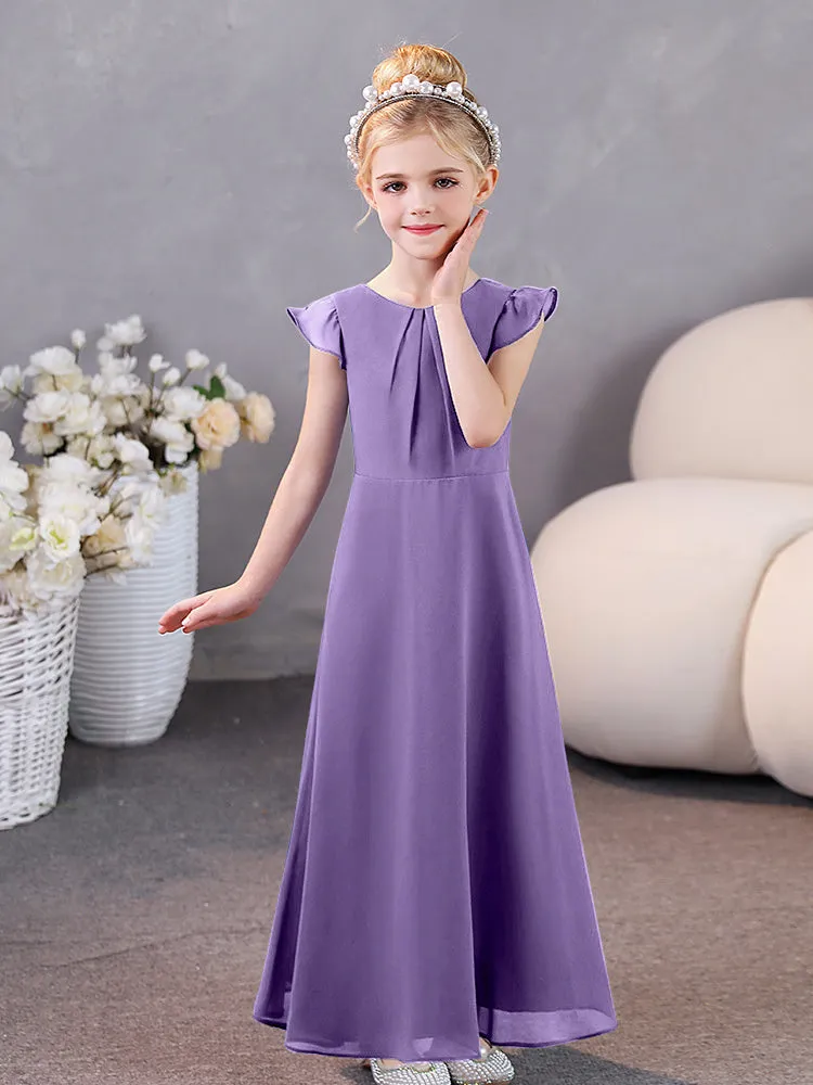 Cap Sleeves Chiffon Junior Bridesmaid Dresses