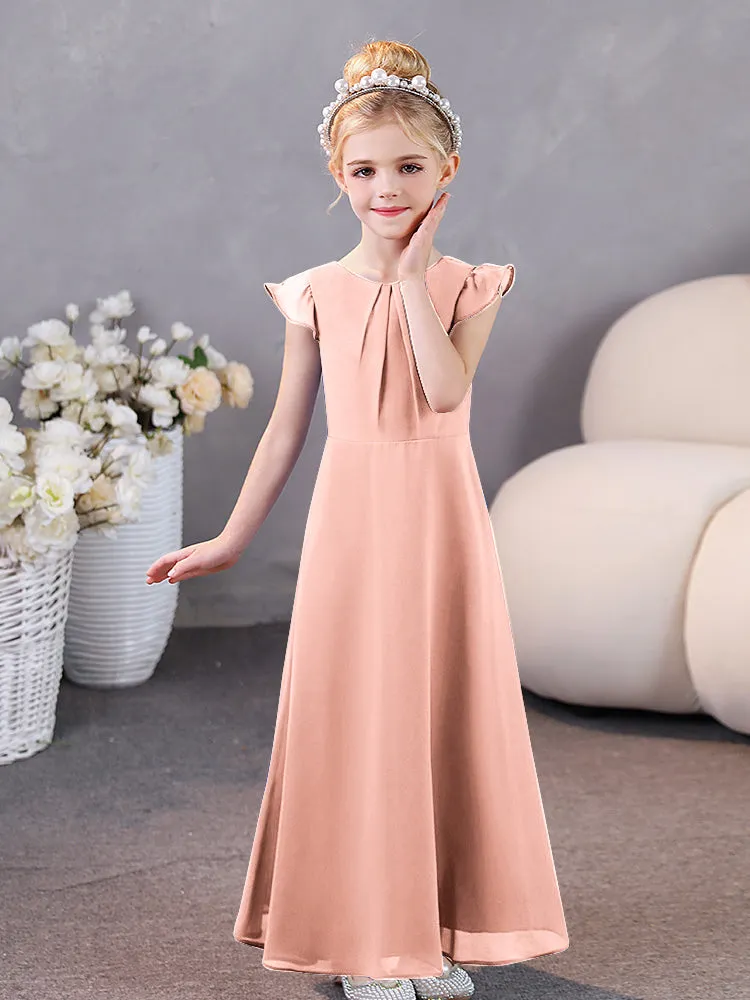 Cap Sleeves Chiffon Junior Bridesmaid Dresses