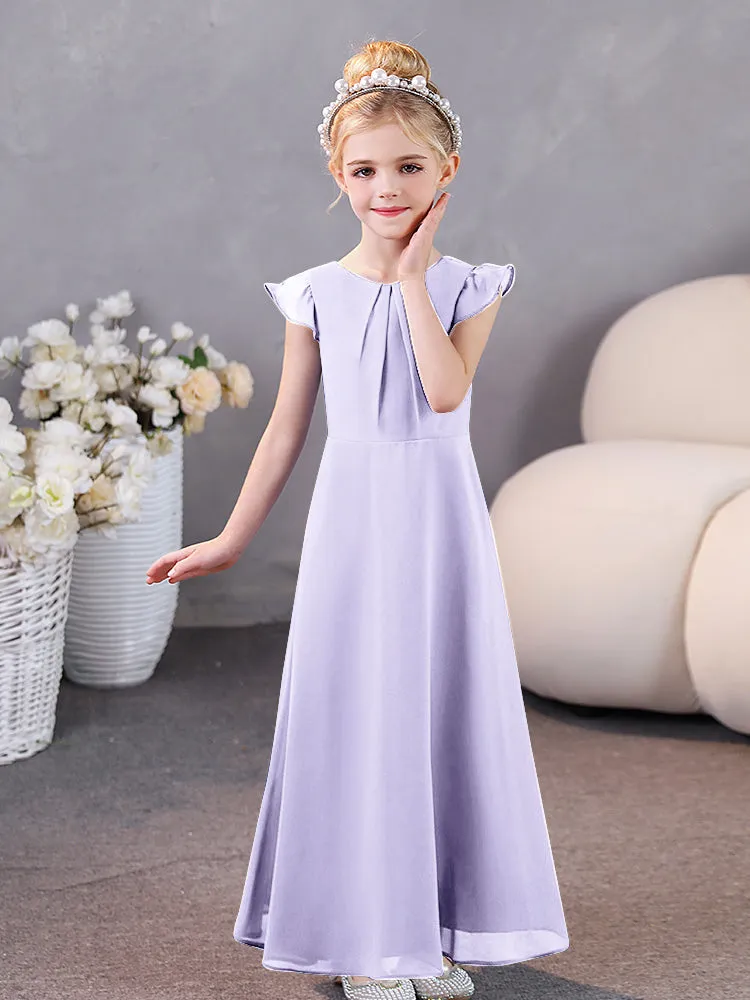 Cap Sleeves Chiffon Junior Bridesmaid Dresses