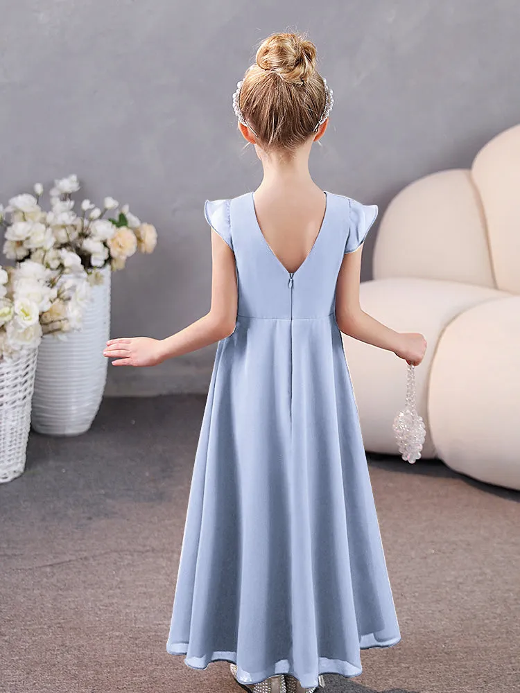 Cap Sleeves Chiffon Junior Bridesmaid Dresses