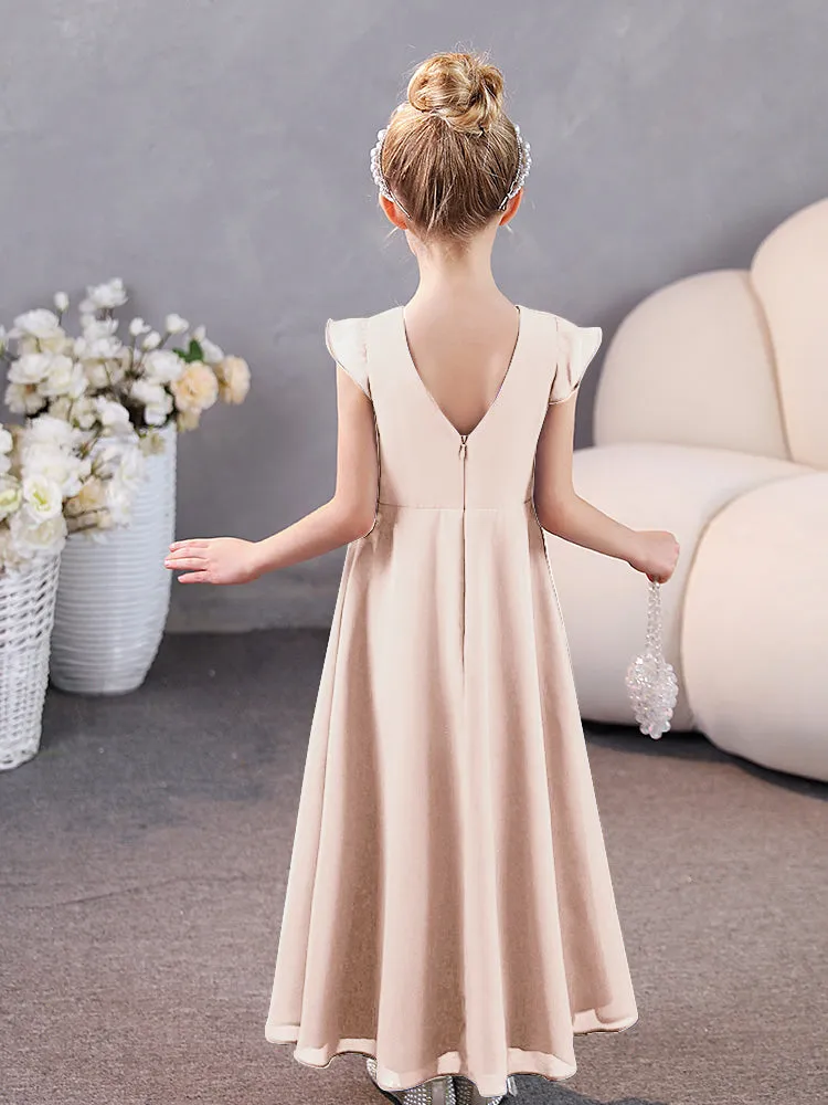 Cap Sleeves Chiffon Junior Bridesmaid Dresses