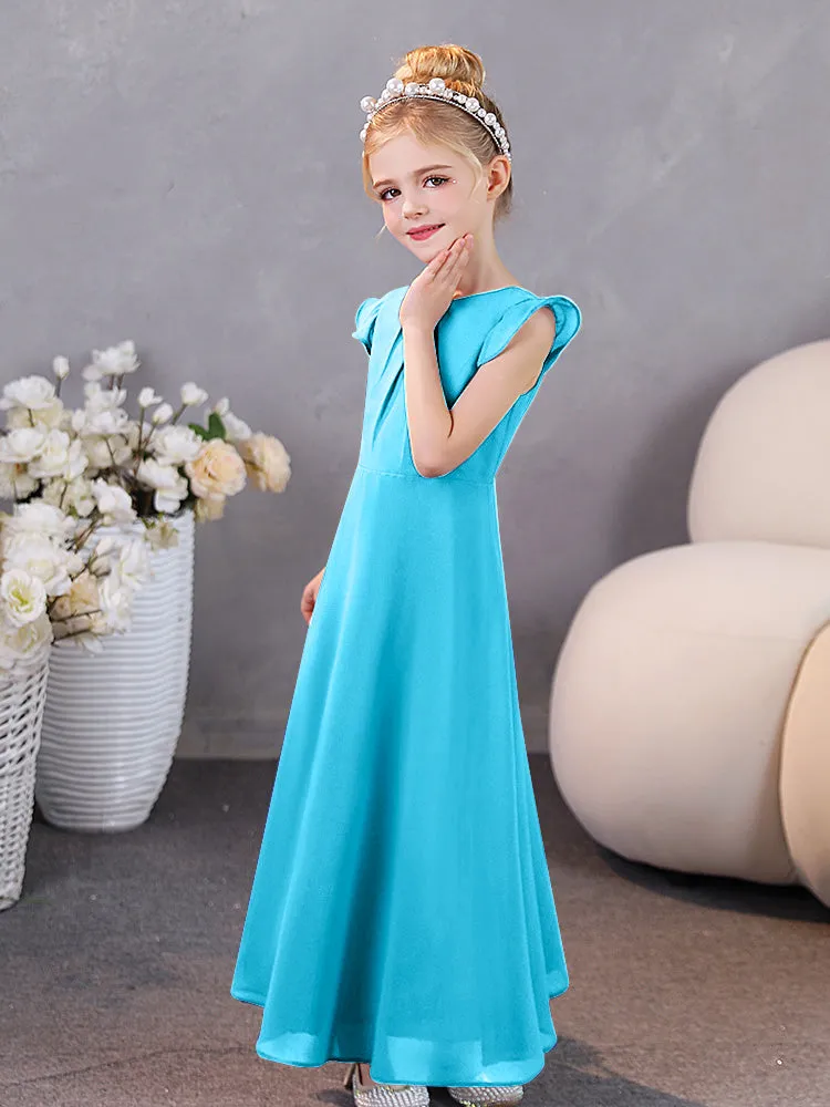 Cap Sleeves Chiffon Junior Bridesmaid Dresses