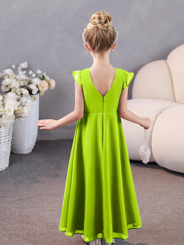 Cap Sleeves Chiffon Junior Bridesmaid Dresses