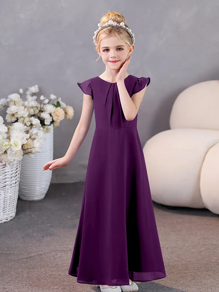 Cap Sleeves Chiffon Junior Bridesmaid Dresses