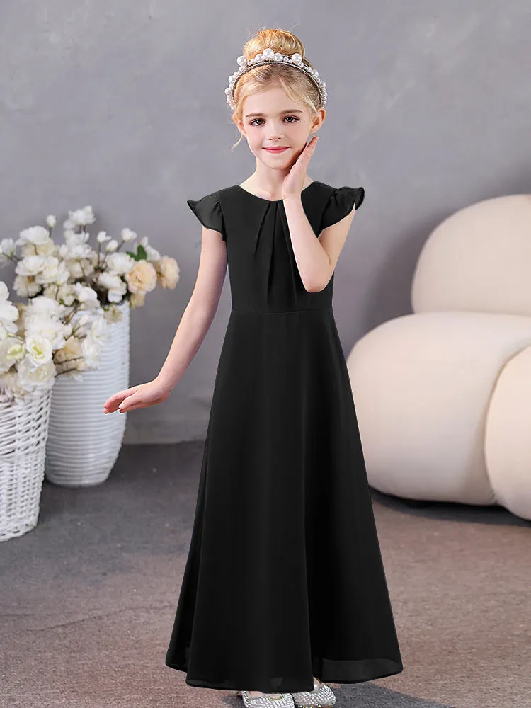 Cap Sleeves Chiffon Junior Bridesmaid Dresses