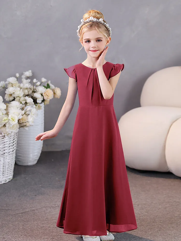 Cap Sleeves Chiffon Junior Bridesmaid Dresses