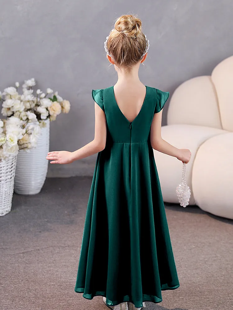 Cap Sleeves Chiffon Junior Bridesmaid Dresses