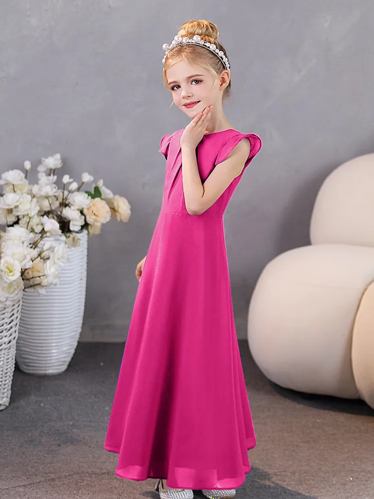 Cap Sleeves Chiffon Junior Bridesmaid Dresses