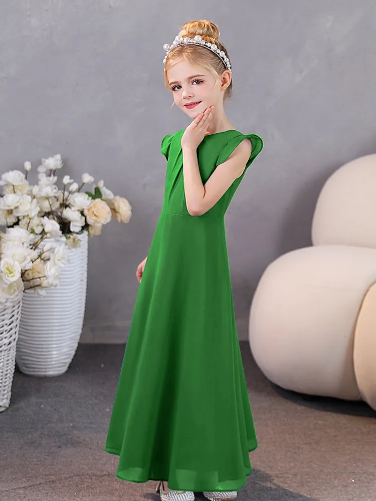 Cap Sleeves Chiffon Junior Bridesmaid Dresses