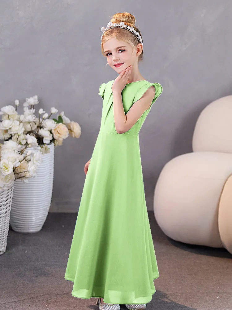 Cap Sleeves Chiffon Junior Bridesmaid Dresses