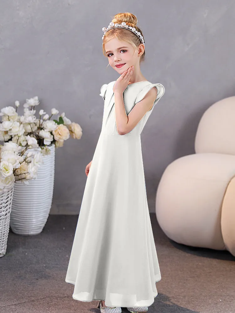 Cap Sleeves Chiffon Junior Bridesmaid Dresses